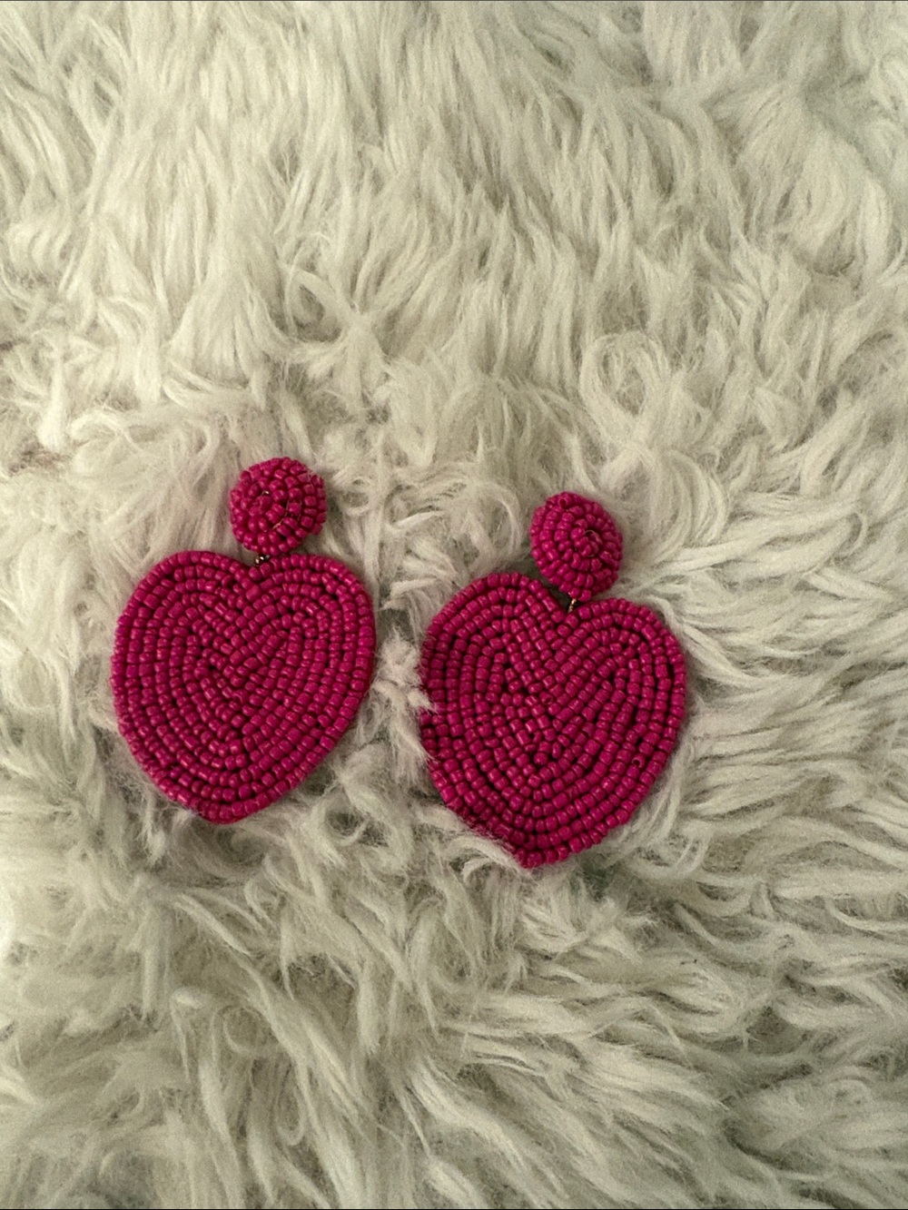 Pink Beaded Heart Drop Earrings - Women Jewelry